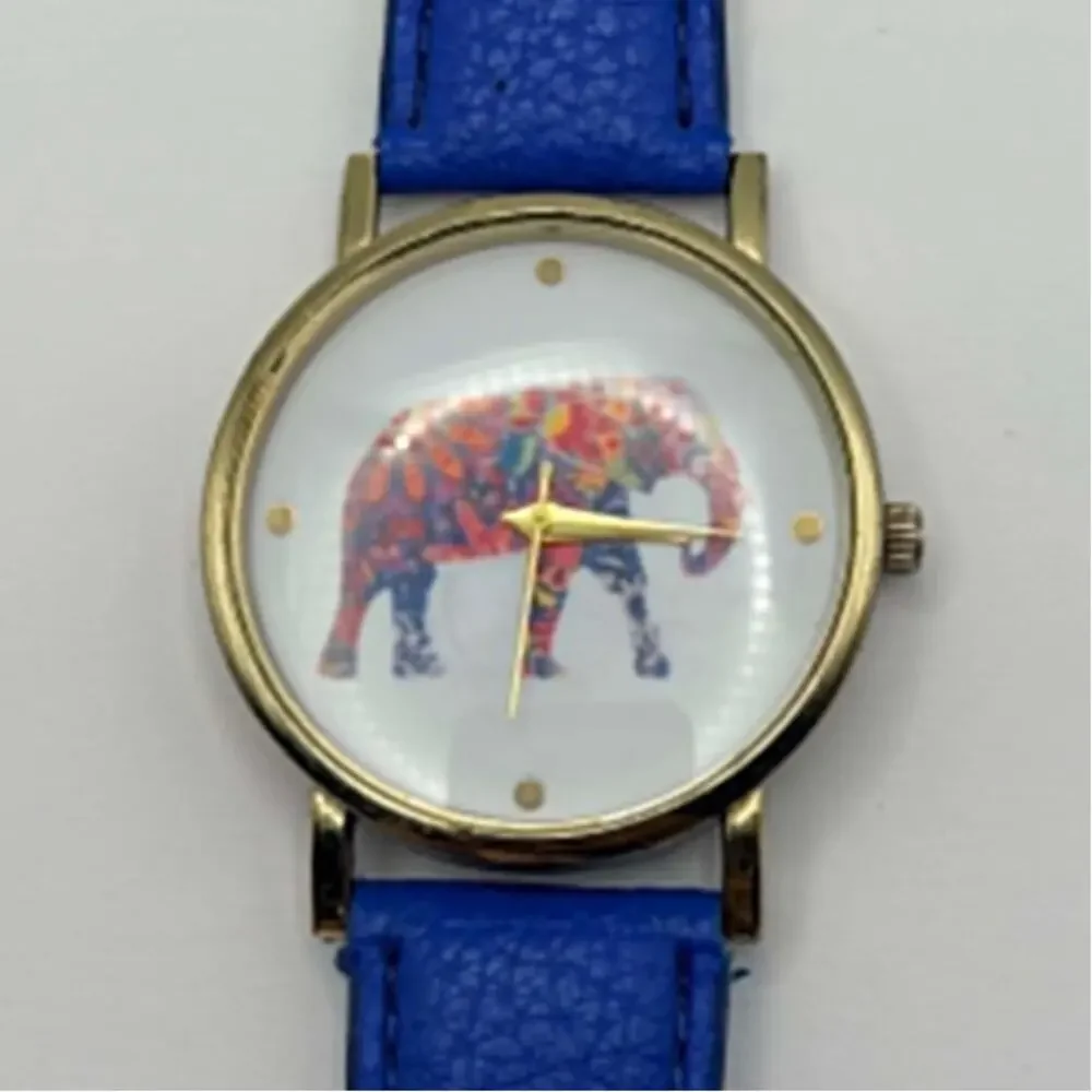 Gold & Blue Elephant Men's Watch